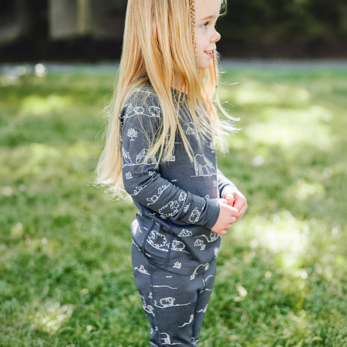 Kids Merino Wool Base Layer, Long Sleeve Top, Farm