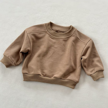 New Style Round-neck Solid-colored Terry-fleece Sweatshirt for