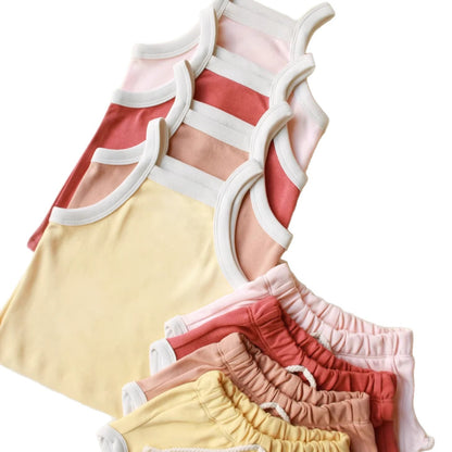 Baby Summer Outfit Suspender Vest and Shorts Set Girls
