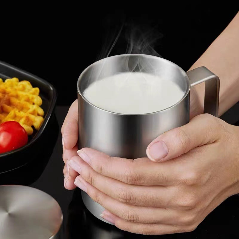 316 stainless steel double-layer water cup children's cup household cup with lid baby drinking mug coffee tea cup - image 4