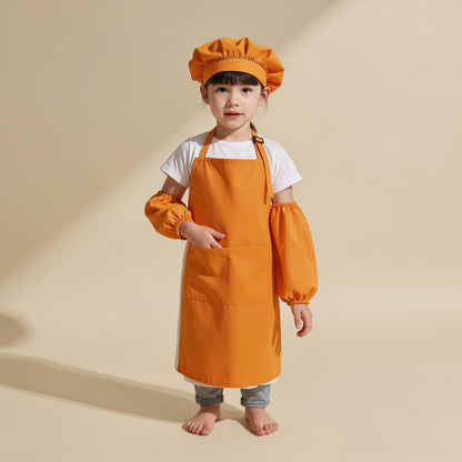 Children's solid-color sleeveless apron with two large divided pockets - view 2