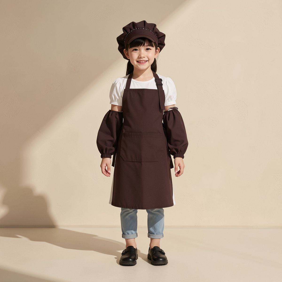 Children's solid-color sleeveless apron with two large divided pockets - view 4