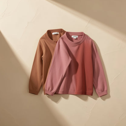 Solid-color children's cardigan with long sleeves and a round neckline - view 5