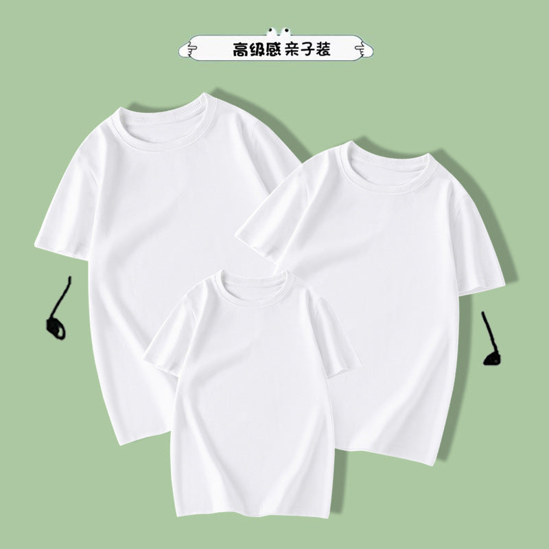 Children's clothing wholesale summer kindergarten parent-child clothing solid color set cotton short sleeve T-shirt bottoming shirt T-shirt red White t - image 1