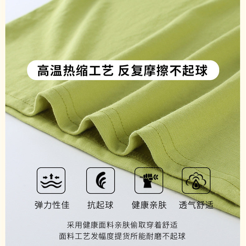 Children's clothing wholesale summer kindergarten parent-child clothing solid color set cotton short sleeve T-shirt bottoming shirt T-shirt red White t - image 4