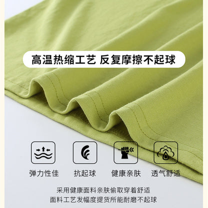 Children's clothing wholesale summer kindergarten parent-child clothing solid color set cotton short sleeve T-shirt bottoming shirt T-shirt red White t - image 4