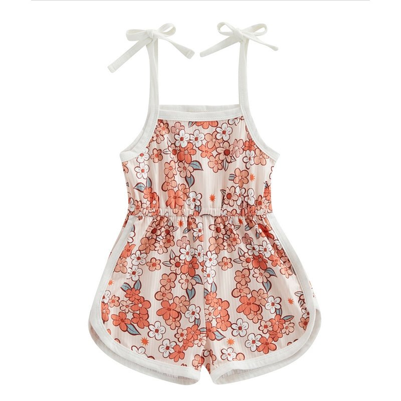 Toddler Baby Girl Clothing,floral Jumpsuit with Tie Up,jumpsuit