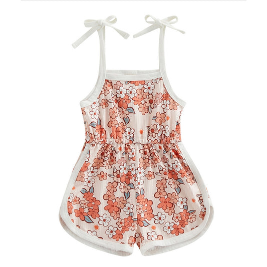 Toddler Baby Girl Clothing,floral Jumpsuit with Tie Up,jumpsuit