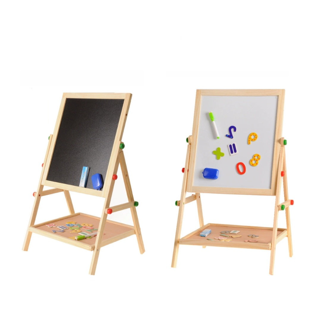 Kids 2 in 1 Wooden Blackboard Whiteboard Children Art Easel