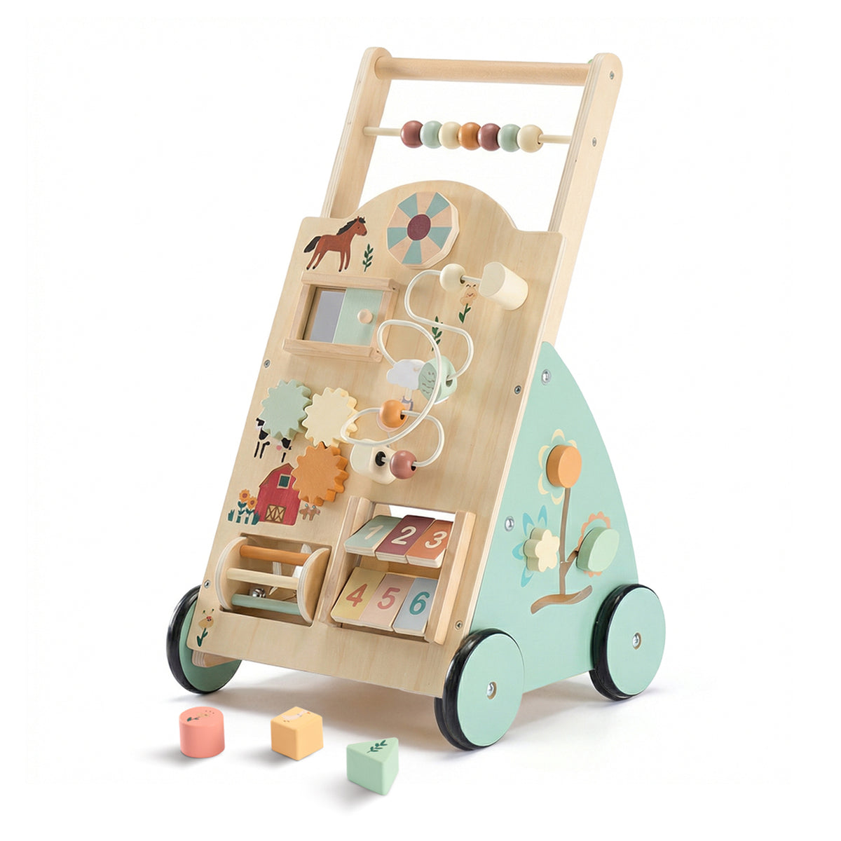 Wooden Adjustable-Speed Baby Walker