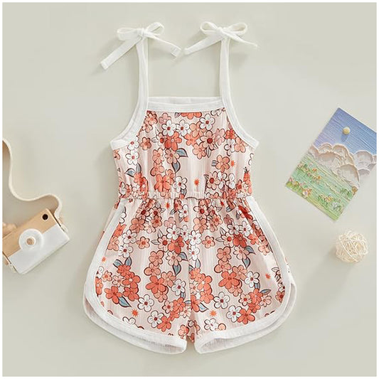 Toddler Baby Girl Clothing,floral Jumpsuit with Tie Up,jumpsuit