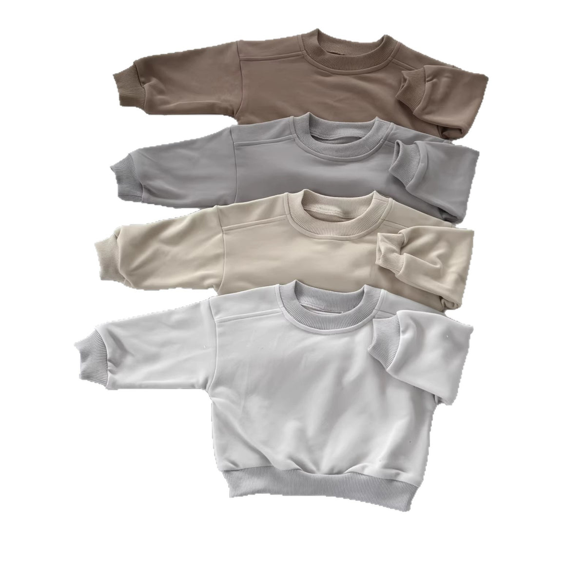 New Style Round-neck Solid-colored Terry-fleece Sweatshirt for