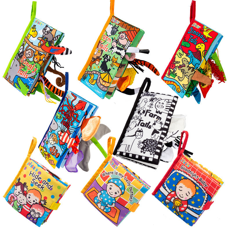 Jollybaby Tail Cloth Book Animal Baby Toy Three-dimensional Early Education Cognitive Three-dimensional Cloth Book Early Education Toy - image 1