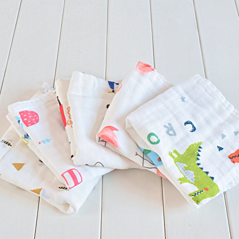 Wangqin 6-layer soft and thick Baby 6-layer washed gauze square towel cotton large newborn saliva towel handkerchief - image 1
