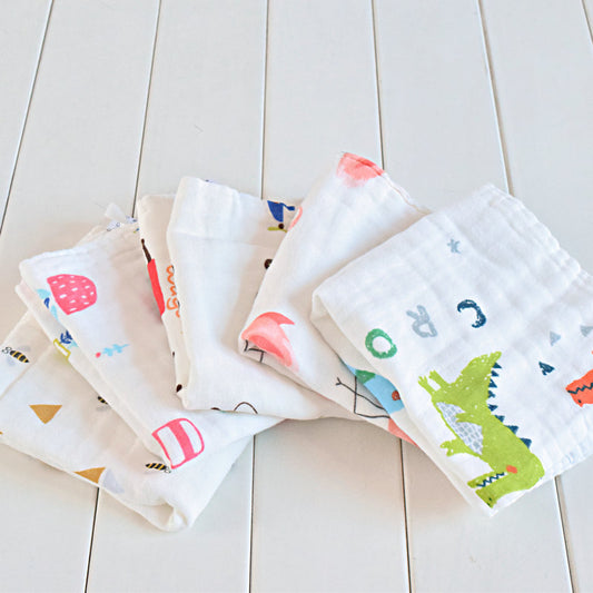 Wangqin 6-layer soft and thick Baby 6-layer washed gauze square towel cotton large newborn saliva towel handkerchief - image 1