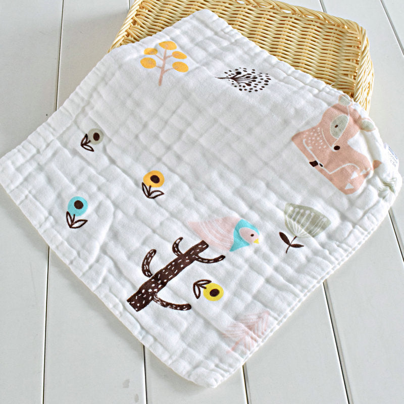 Wangqin 6-layer soft and thick Baby 6-layer washed gauze square towel cotton large newborn saliva towel handkerchief - image 4