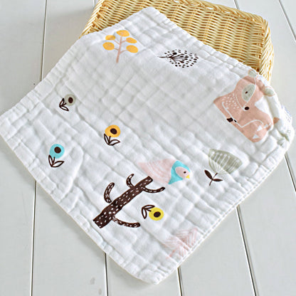 Wangqin 6-layer soft and thick Baby 6-layer washed gauze square towel cotton large newborn saliva towel handkerchief - image 4