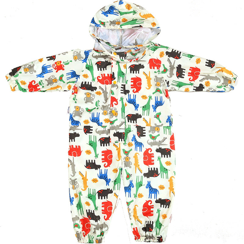 Factory direct conjoined children's raincoat full figure printing thin hooded poncho boys baby children poncho generation hair - image 5