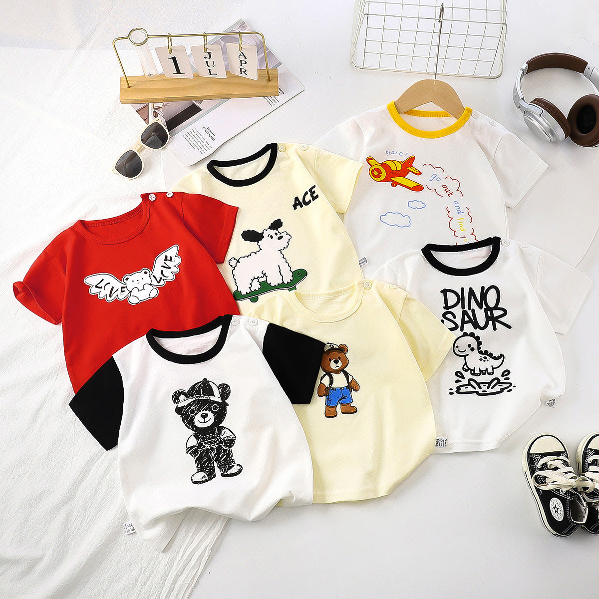 Children's Short-Sleeved T-Shirt Pure Cotton Type a Summer New Style Boys and Girls Cotton Clothes Korean Style 2026 Kidsren's Clothing - image 1