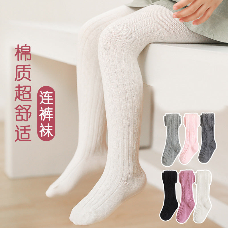 Girls' Leggings Spring and Autumn Medium Thick Large PP White Baby Socks Baby's Jumpsuit Knitted Children's Pantyhose - image 2