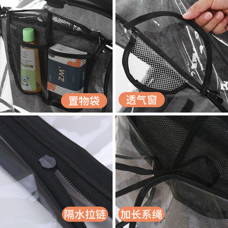 Baby stroller rain cover universal windproof rainproof haze baby stroller rain cover umbrella car raincoat cover accessories - image 4