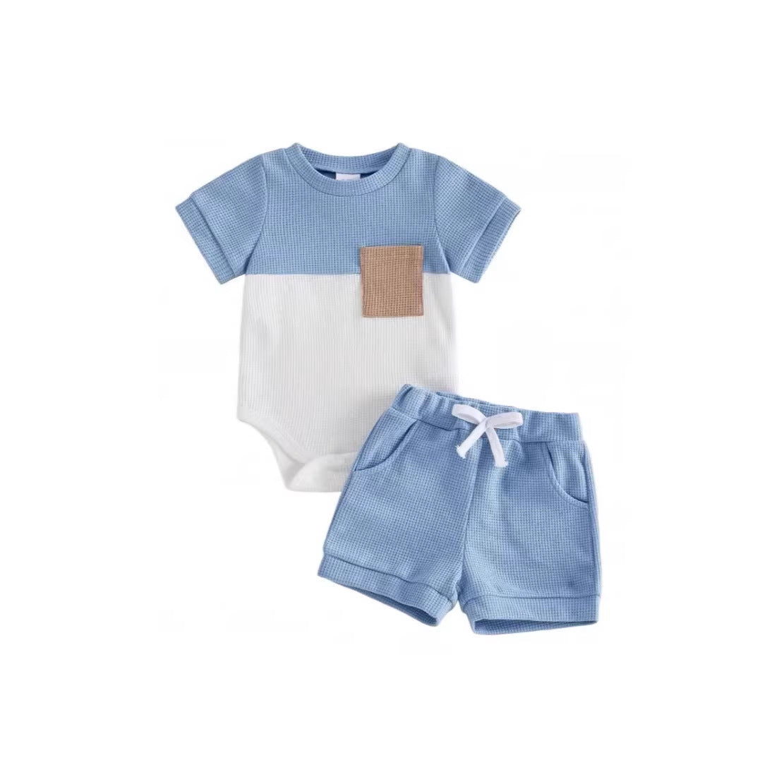 Baby and Toddler Patchwork Design Crew Neck Short-sleeve