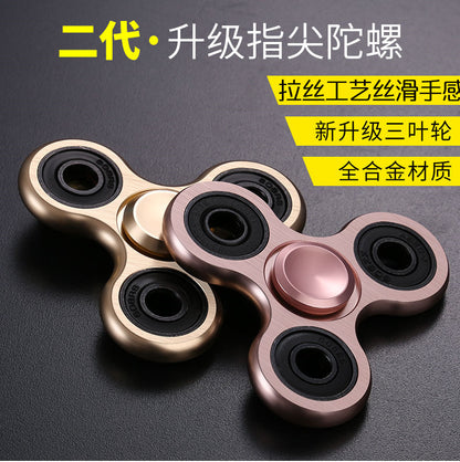 Aluminum alloy large ternary fingertip gyro triangle metal finger spiral toy decompression gyro wholesale - image 1