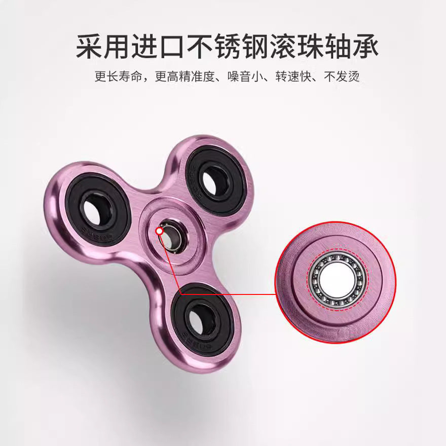 Aluminum alloy large ternary fingertip gyro triangle metal finger spiral toy decompression gyro wholesale - image 3