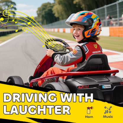 24v Electric Go Kart for Kids, Drift Ride-on Racing Go Kart