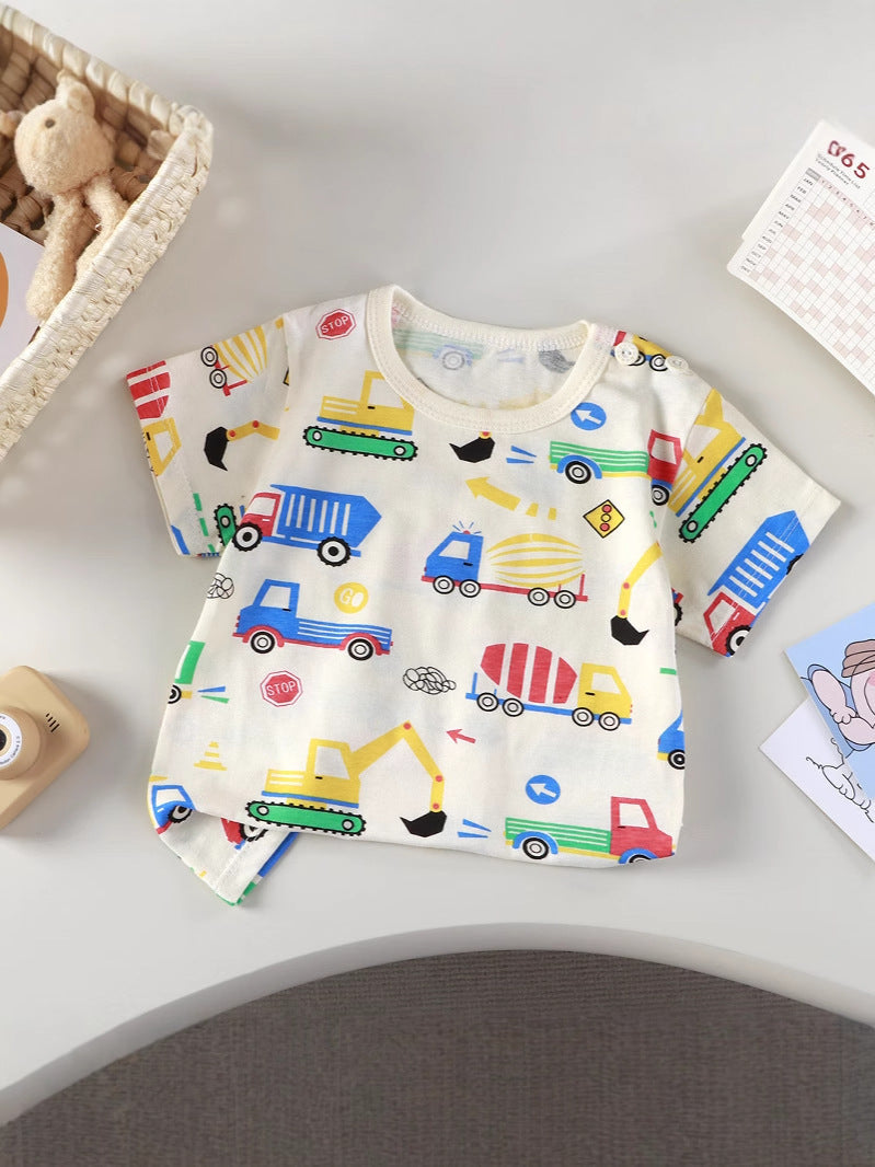 Children's short-sleeved T-shirt cotton girls summer baby baby summer children's clothing new boys' jacket a generation of hair - image 1