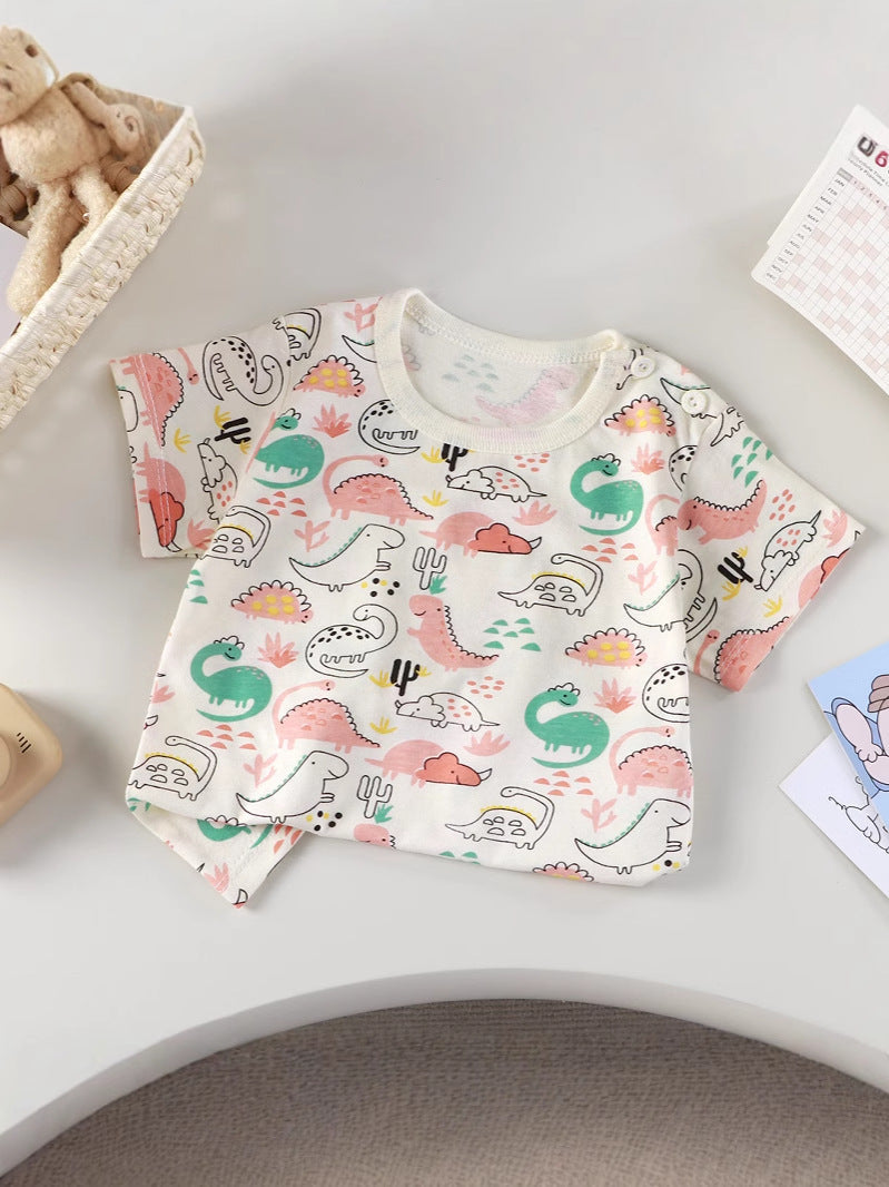 Children's short-sleeved T-shirt cotton girls summer baby baby summer children's clothing new boys' jacket a generation of hair - image 2