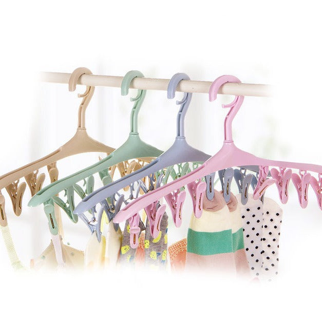 Multi-Purpose 8-Clip Clothes Hanger Plastic Windproof Buckle Socks Intimates Drying Rack Baby Kidsren's Small Items Drying Rack - image 2