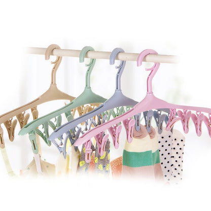 Multi-Purpose 8-Clip Clothes Hanger Plastic Windproof Buckle Socks Intimates Drying Rack Baby Kidsren's Small Items Drying Rack - image 2