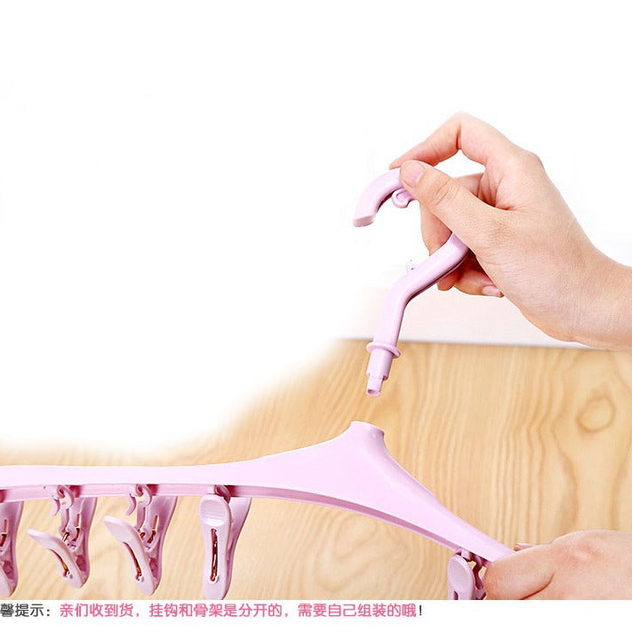 Multi-Purpose 8-Clip Clothes Hanger Plastic Windproof Buckle Socks Intimates Drying Rack Baby Kidsren's Small Items Drying Rack - image 3