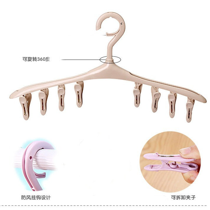 Multi-Purpose 8-Clip Clothes Hanger Plastic Windproof Buckle Socks Intimates Drying Rack Baby Kidsren's Small Items Drying Rack - image 4