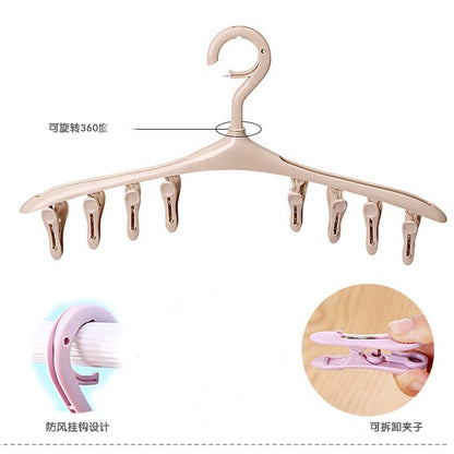 Multi-Purpose 8-Clip Clothes Hanger Plastic Windproof Buckle Socks Intimates Drying Rack Baby Kidsren's Small Items Drying Rack - image 4