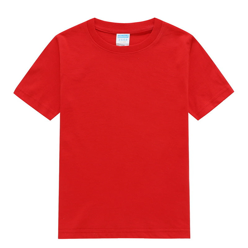 Round neck children's combed CVC cotton class clothing blank cultural shirt wholesale DIY kindergarten short sleeve advertising shirt printing - image 2