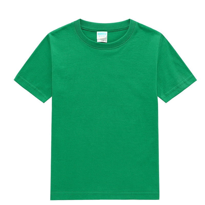 Round neck children's combed CVC cotton class clothing blank cultural shirt wholesale DIY kindergarten short sleeve advertising shirt printing - image 3