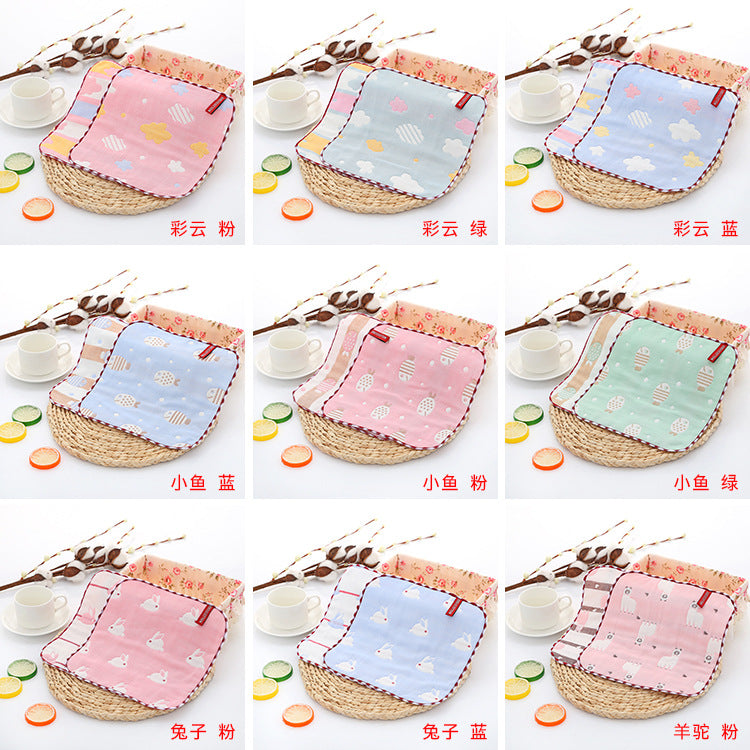 Six-Layer Gauze Saliva Towel Baby Pure Cotton Small Towel Kindergarten Hand Towel Baby Saliva Towel Wholesale - image 3