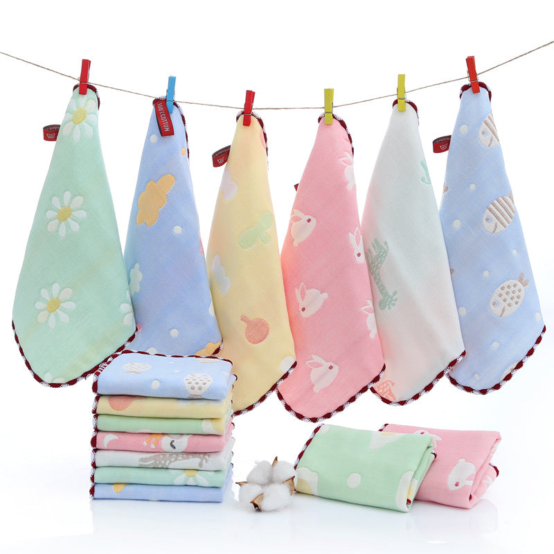 Six-Layer Gauze Saliva Towel Baby Pure Cotton Small Towel Kindergarten Hand Towel Baby Saliva Towel Wholesale - image 5