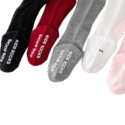 New Pure Color Stripesd Stockings for Boys and Girls, Pure Cotton Non-Slip Bubble Mouth Baby Bow Mid-Calf Socks Wholesale - image 5