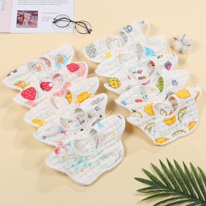 Pure cotton bib eight layers baby saliva towel baby supplies 360 cotton petal bib washed gauze saliva towel - image 1