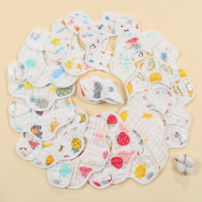 Pure cotton bib eight layers baby saliva towel baby supplies 360 cotton petal bib washed gauze saliva towel - image 2