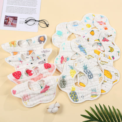Pure cotton bib eight layers baby saliva towel baby supplies 360 cotton petal bib washed gauze saliva towel - image 3
