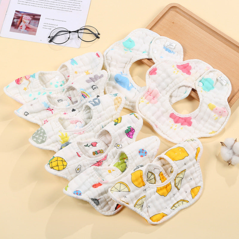 Pure cotton bib eight layers baby saliva towel baby supplies 360 cotton petal bib washed gauze saliva towel - image 4