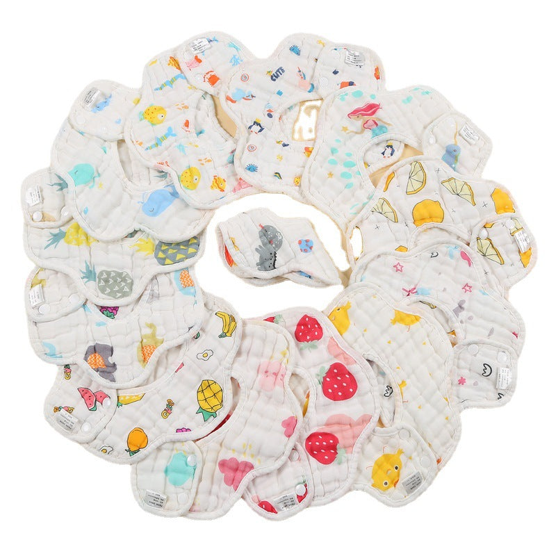 Pure cotton bib eight layers baby saliva towel baby supplies 360 cotton petal bib washed gauze saliva towel - image 5