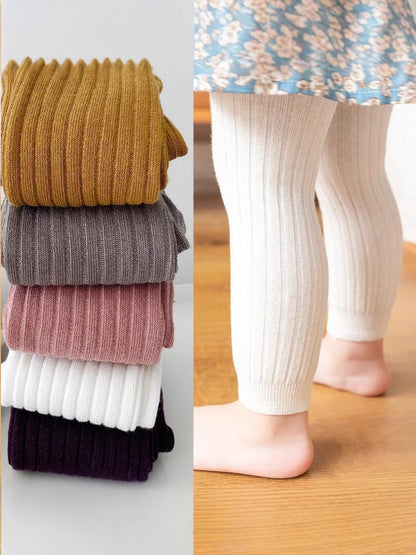 Cross-Border Children's Tights Spring and Autumn Baby Socks White Knitted Nine-Point Girls' Leggings - image 1