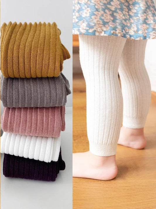 Cross-Border Children's Tights Spring and Autumn Baby Socks White Knitted Nine-Point Girls' Leggings - image 1