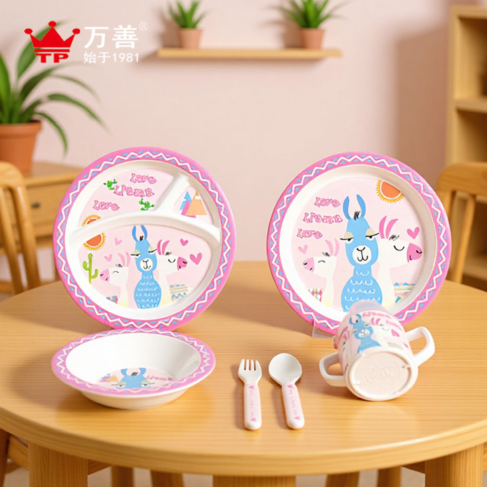 Creative Baby Dinner Plate Melamine Resin Grids Plate Kidsren's Cartoon Tableware Set Grids Plate Double Ear Cup Soup Rice Bowl - image 1