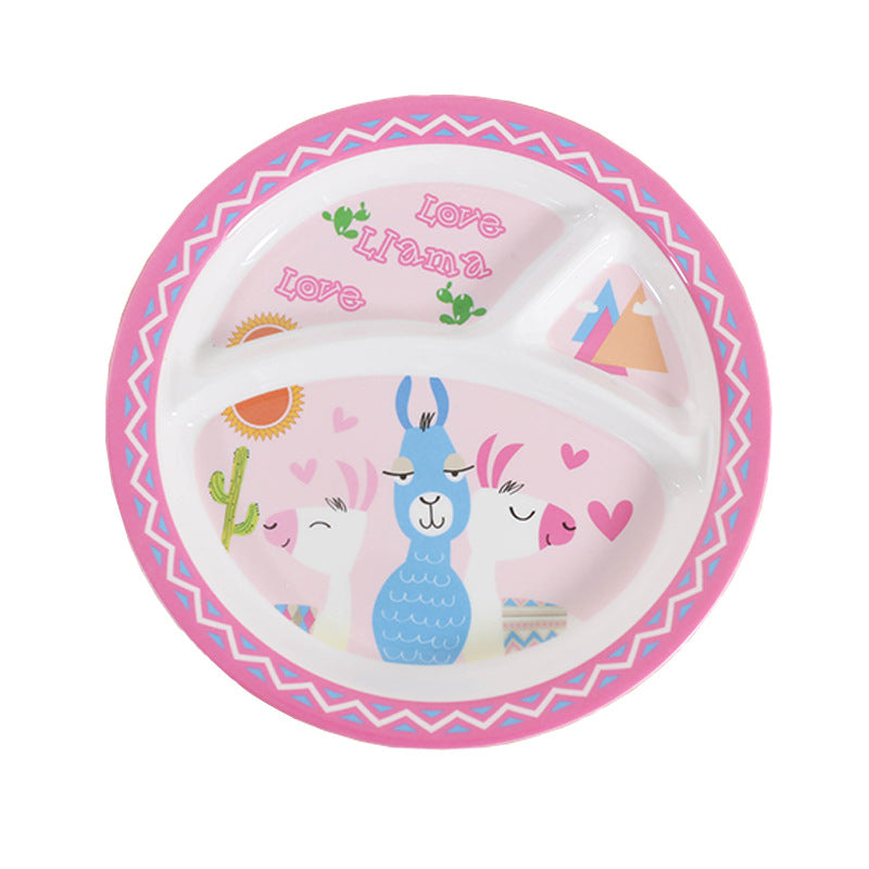 Creative Baby Dinner Plate Melamine Resin Grids Plate Kidsren's Cartoon Tableware Set Grids Plate Double Ear Cup Soup Rice Bowl - image 5